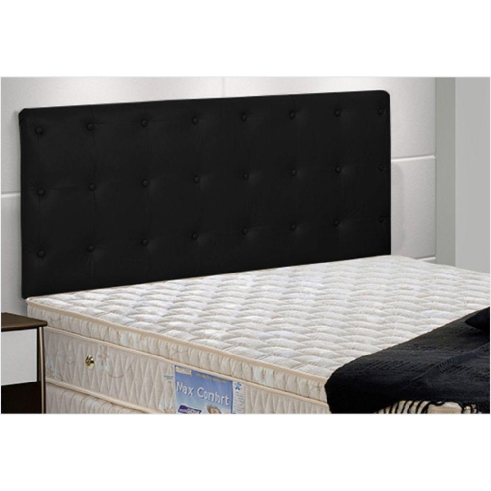 Painel Cabeceira De Casal Queen 190cm Para Cama Box Toskana Napa Preto - DS Estofados