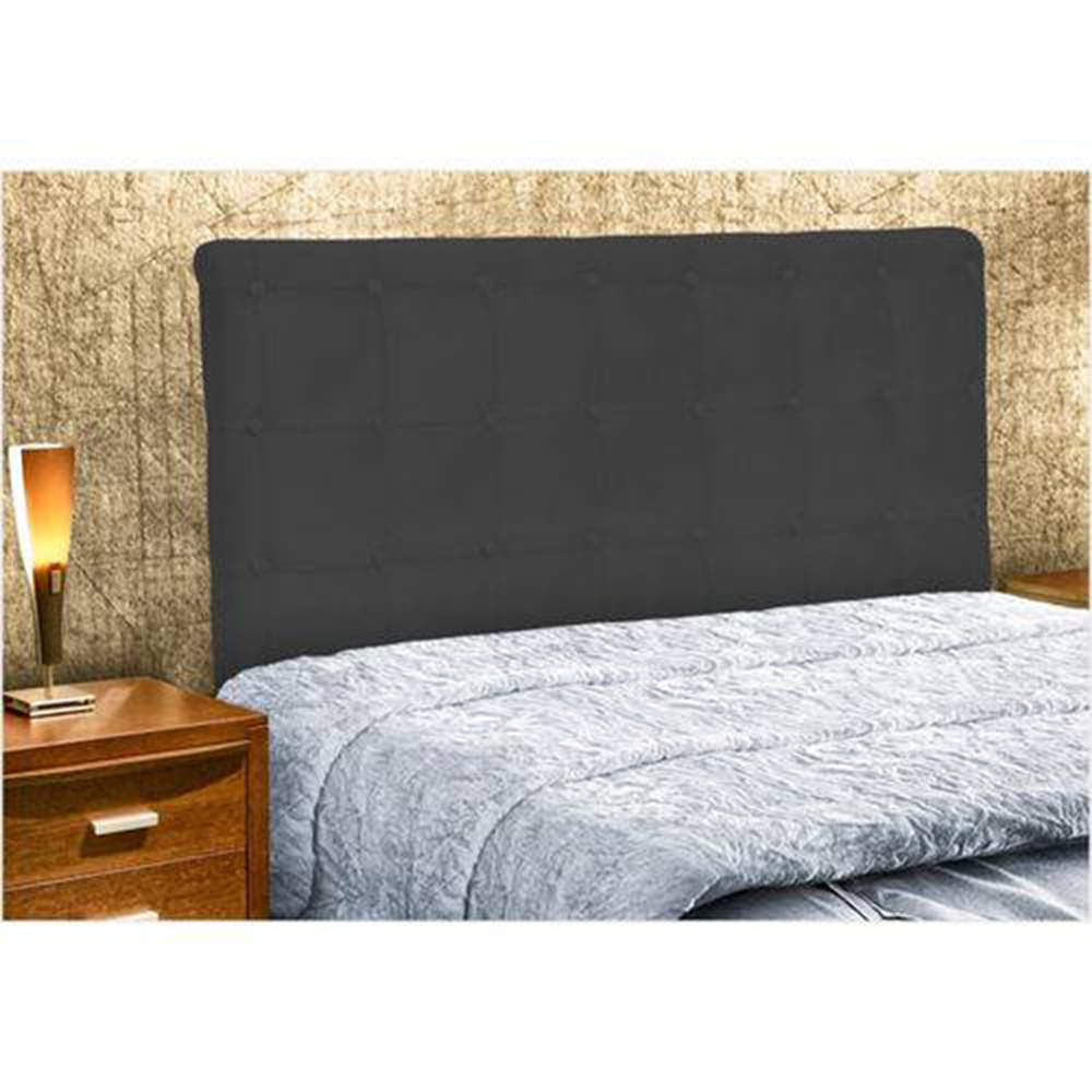 Painel Cabeceira De Casal Queen 190cm Para Cama Box Toskana Suede Cinza - DS Estofados