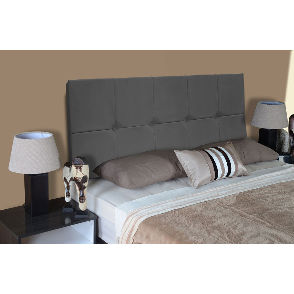Painel Cabeceira De Solteira 90cm Para Cama Box Nina Suede Cinza - DS Estofados