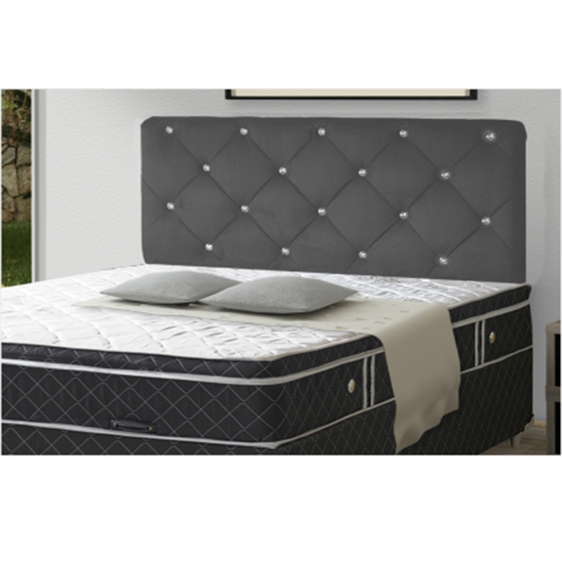 Painel Cabeceira De Solteiro 90cm Para Cama Box Lodi Suede Cinza - DS Estofados