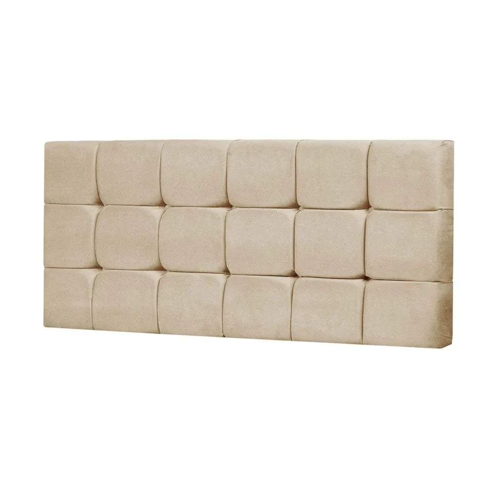 Painel Cabeceira Solteiro 90cm Para Cama Box Espanha Suede Marfim - DS Estofados