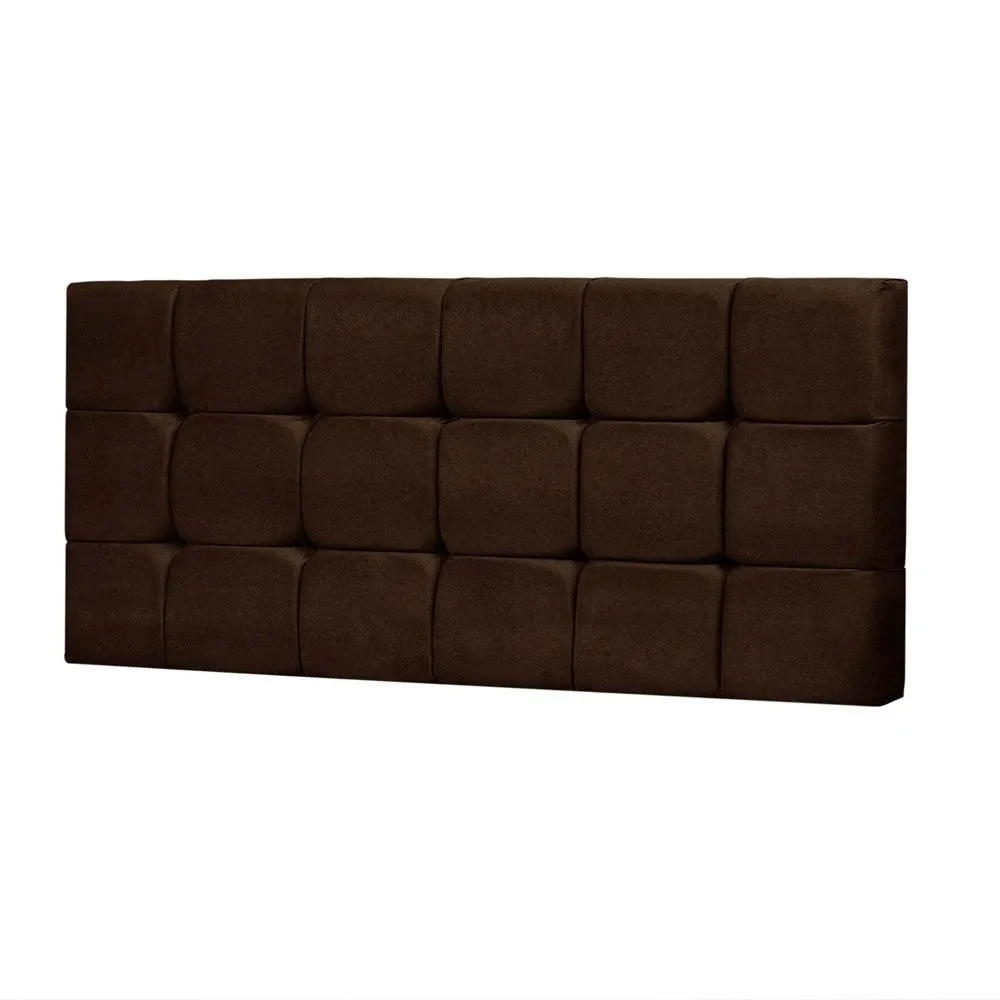 Painel Cabeceira Solteiro 90cm Para Cama Box Espanha Suede Marrom - DS Estofados