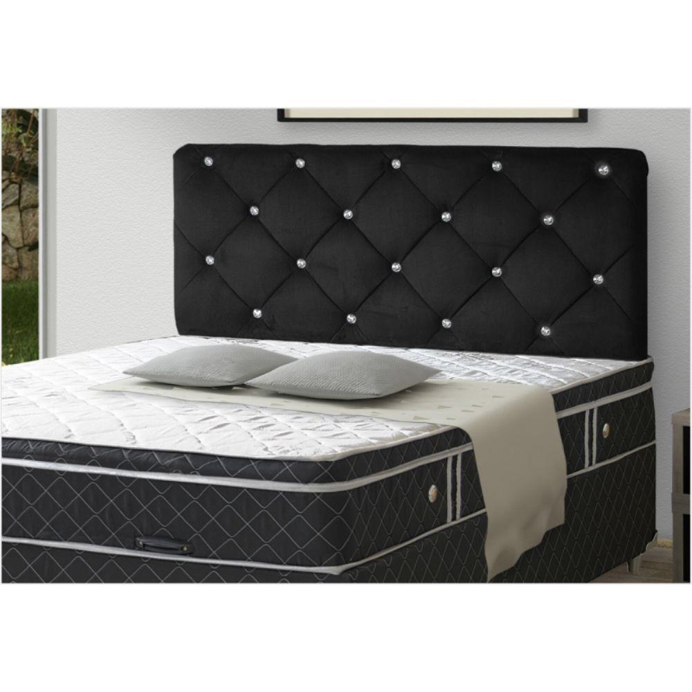 Painel Cabeceira Solteiro 90cm Para Cama Box Lodi Suede Preto - DS Estofados