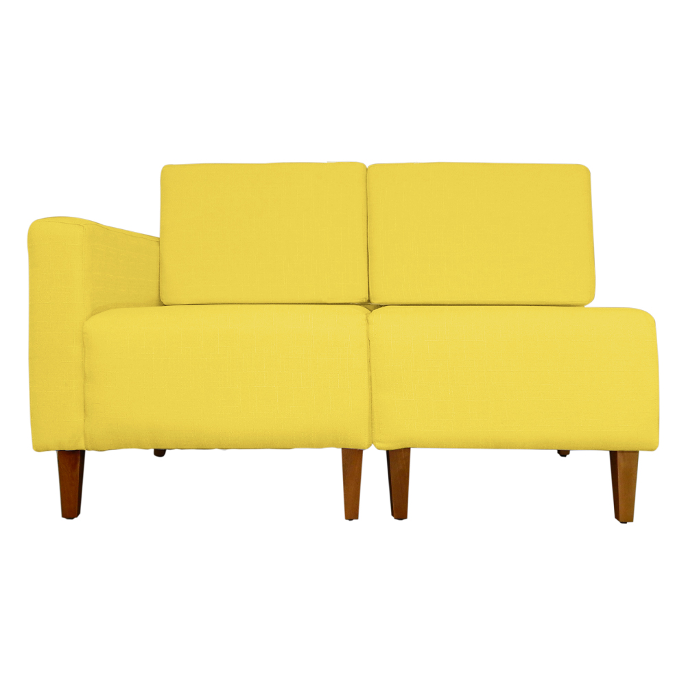 Poltrona Decorativa Alice Lado Direito Pés Trapézio Suede Amarelo - DS Estofados