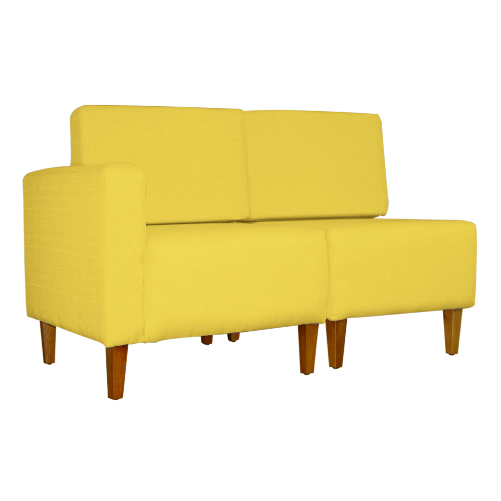 Poltrona Decorativa Alice Lado Direito Pés Trapézio Suede Amarelo - DS Estofados