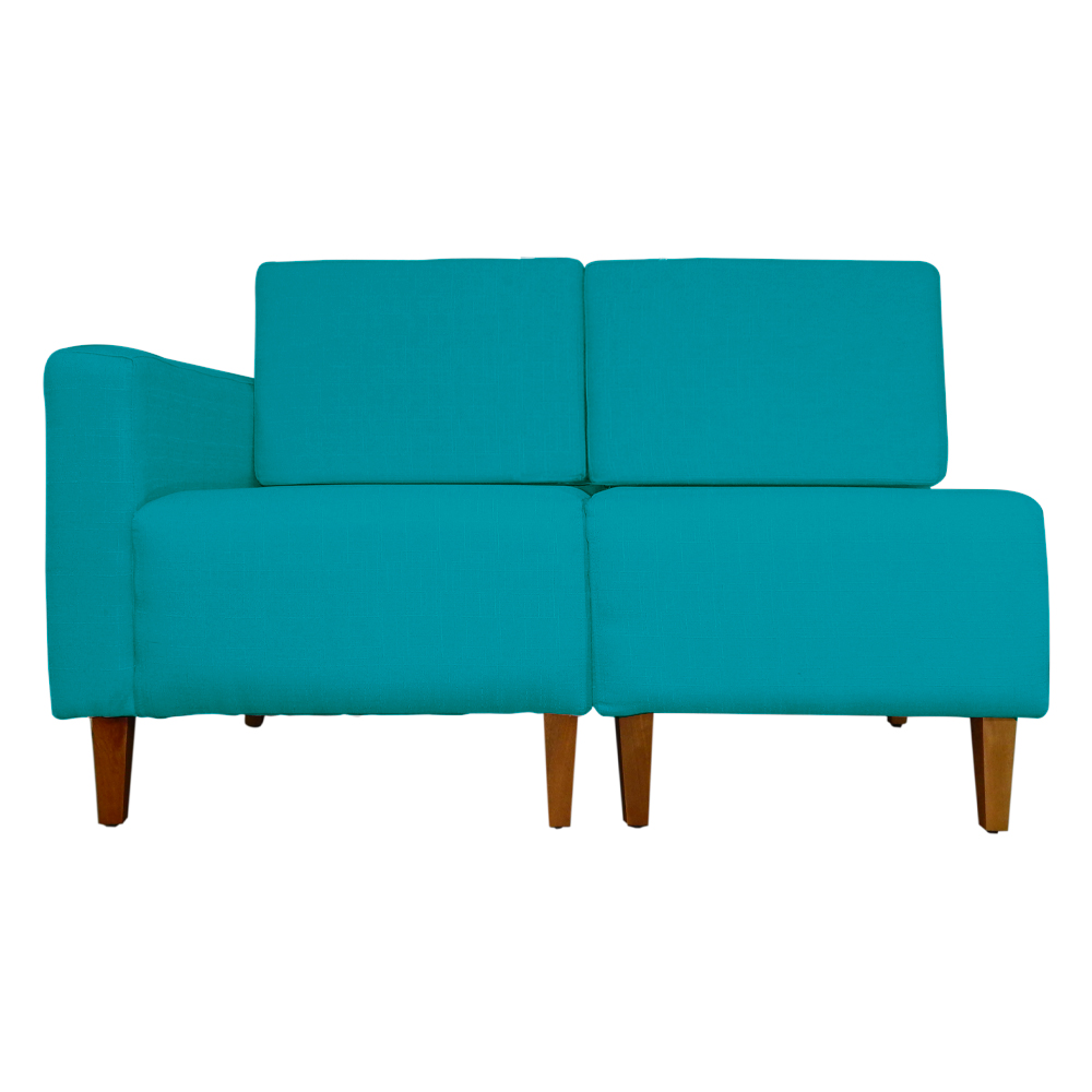 Poltrona Decorativa Alice Lado Direito Pés Trapézio Suede Azul Turquesa - DS Estofados