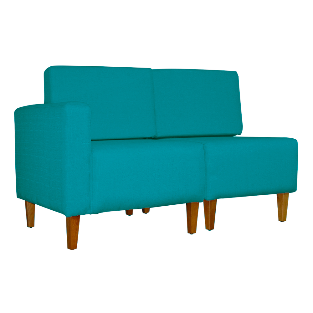 Poltrona Decorativa Alice Lado Direito Pés Trapézio Suede Azul Turquesa - DS Estofados