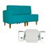 Poltrona Decorativa Alice Lado Direito Pés Trapézio Suede Azul Turquesa - DS Estofados