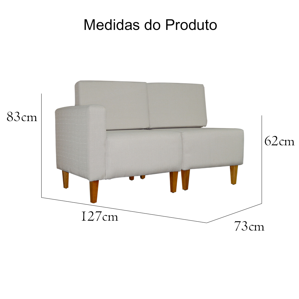Poltrona Decorativa Alice Lado Direito Pés Trapézio Suede Bege - DS Estofados
