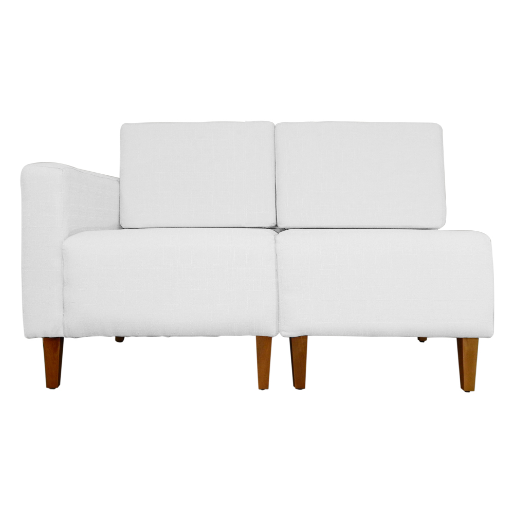 Poltrona Decorativa Alice Lado Direito Pés Trapézio Suede Branco - DS Estofados