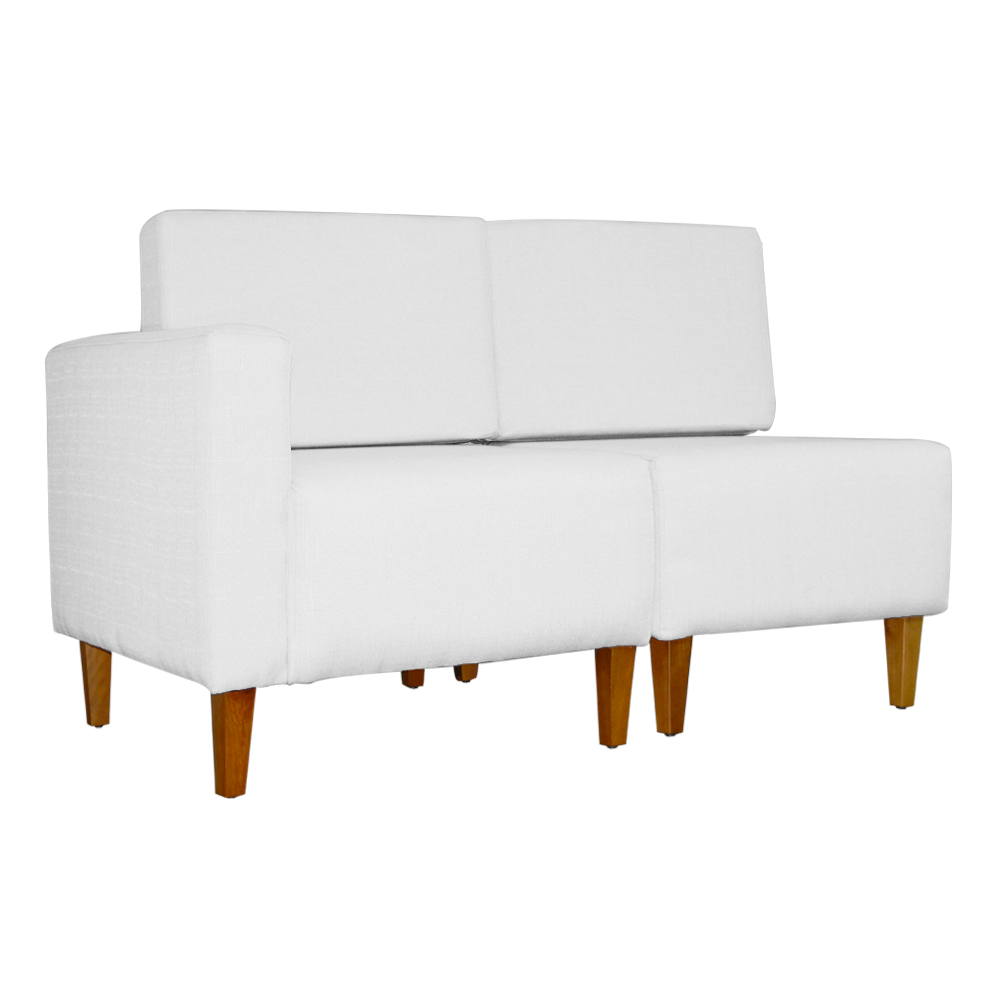 Poltrona Decorativa Alice Lado Direito Pés Trapézio Suede Branco - DS Estofados