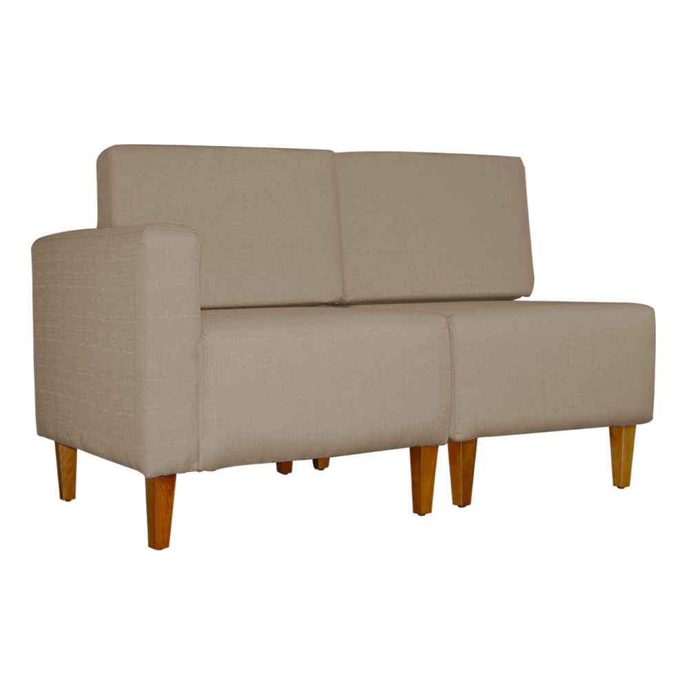 Poltrona Decorativa Alice Lado Direito Pés Trapézio Suede Capuccino - DS Estofados