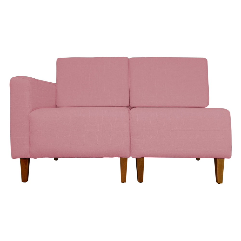 Poltrona Decorativa Alice Lado Direito Pés Trapézio Suede Rosa - DS Estofados