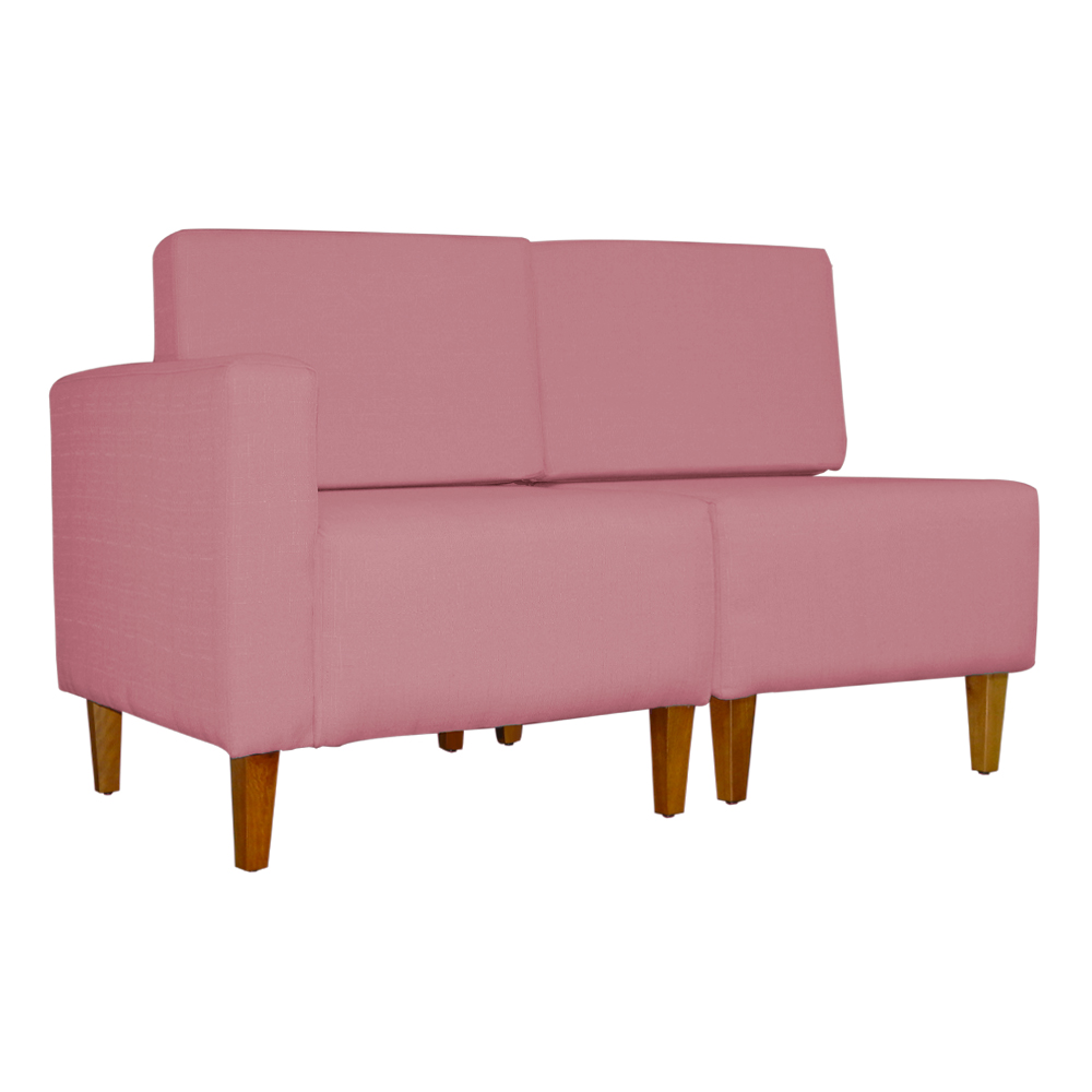 Poltrona Decorativa Alice Lado Direito Pés Trapézio Suede Rosa - DS Estofados