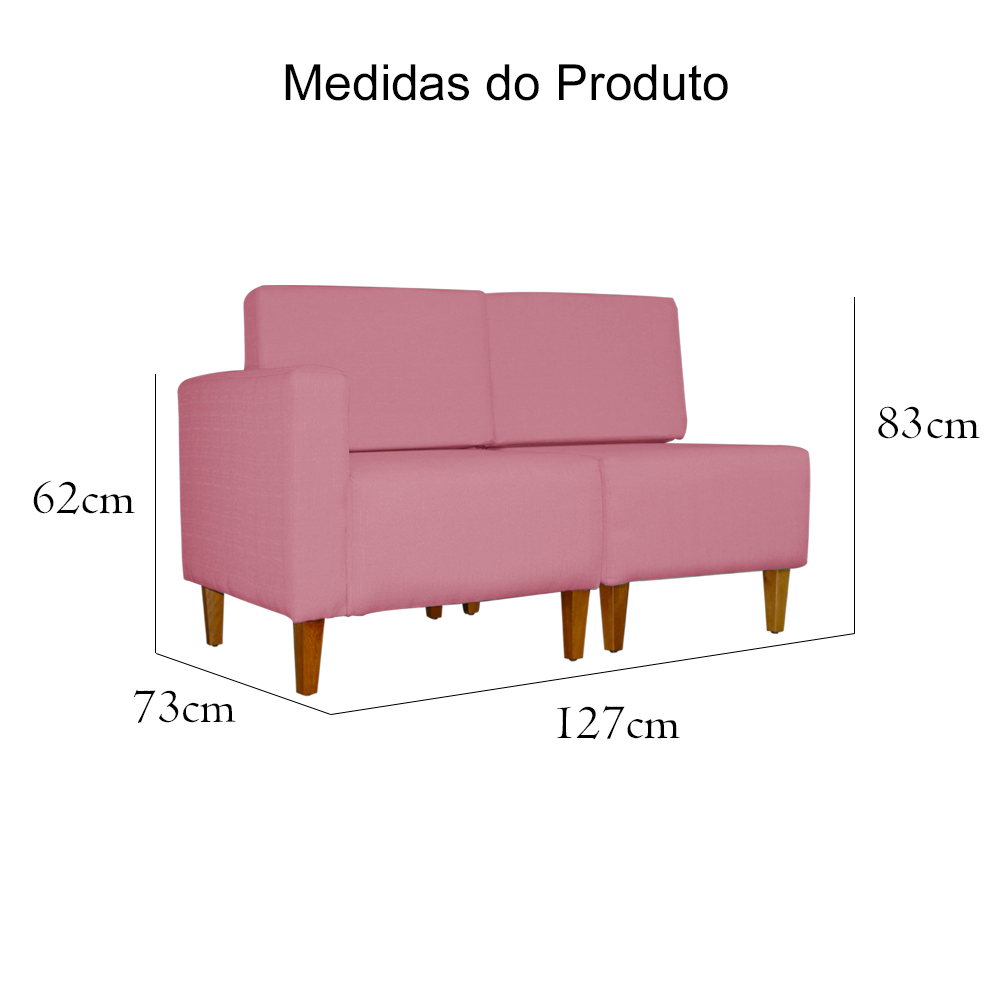 Poltrona Decorativa Alice Lado Direito Pés Trapézio Suede Rosa - DS Estofados