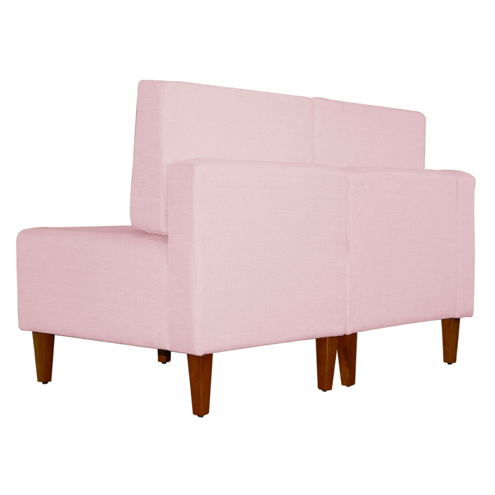 Poltrona Decorativa Alice Lado Direito Pés Trapézio Suede Rosa Bebê - DS Estofados