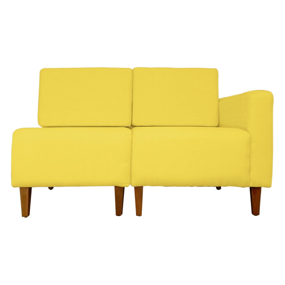 Poltrona Decorativa Alice Lado Esquerdo Pés Trapézio Suede Amarelo
