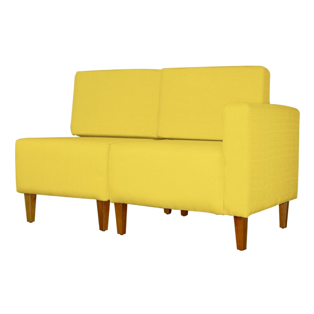 Poltrona Decorativa Alice Lado Esquerdo Pés Trapézio Suede Amarelo