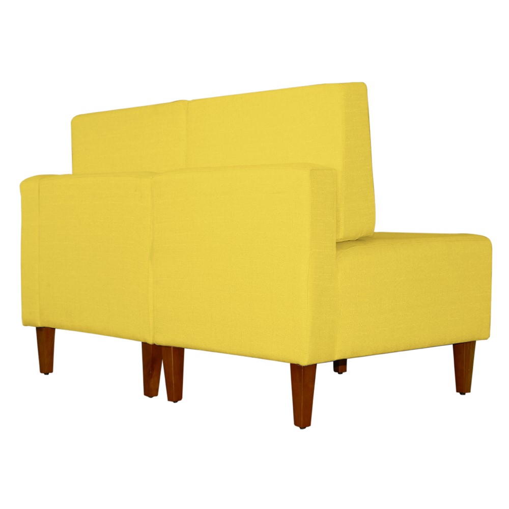 Poltrona Decorativa Alice Lado Esquerdo Pés Trapézio Suede Amarelo