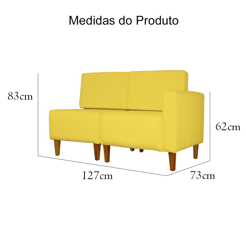 Poltrona Decorativa Alice Lado Esquerdo Pés Trapézio Suede Amarelo