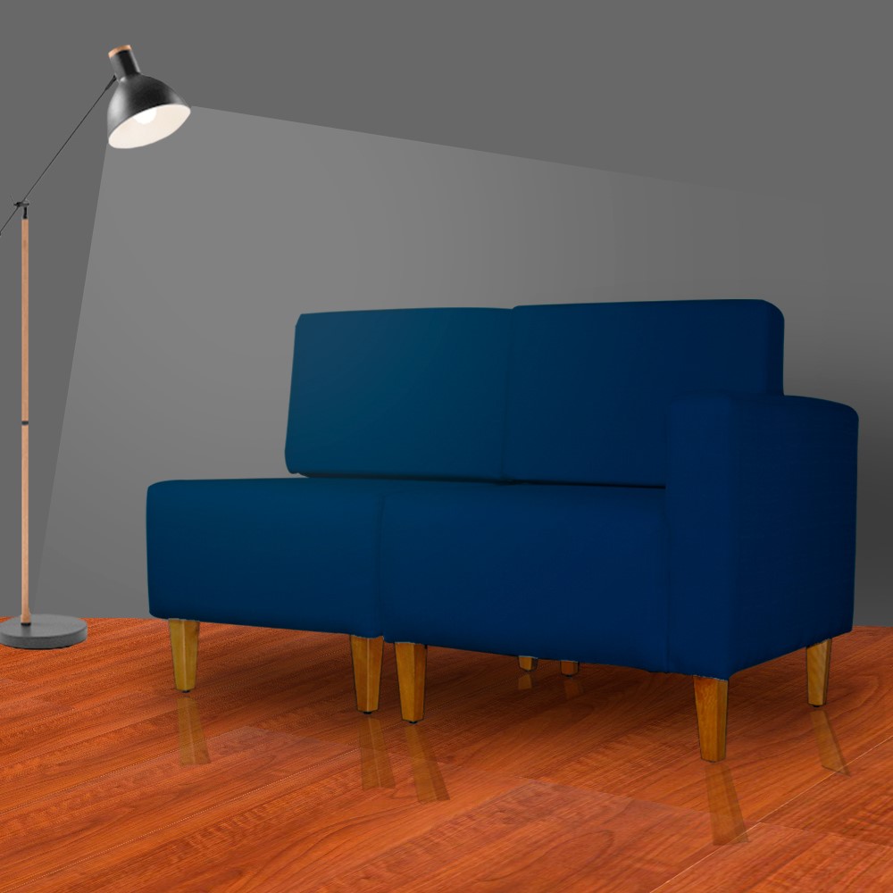 Poltrona Decorativa Alice Lado Esquerdo Pés Trapézio Suede Azul Marinho