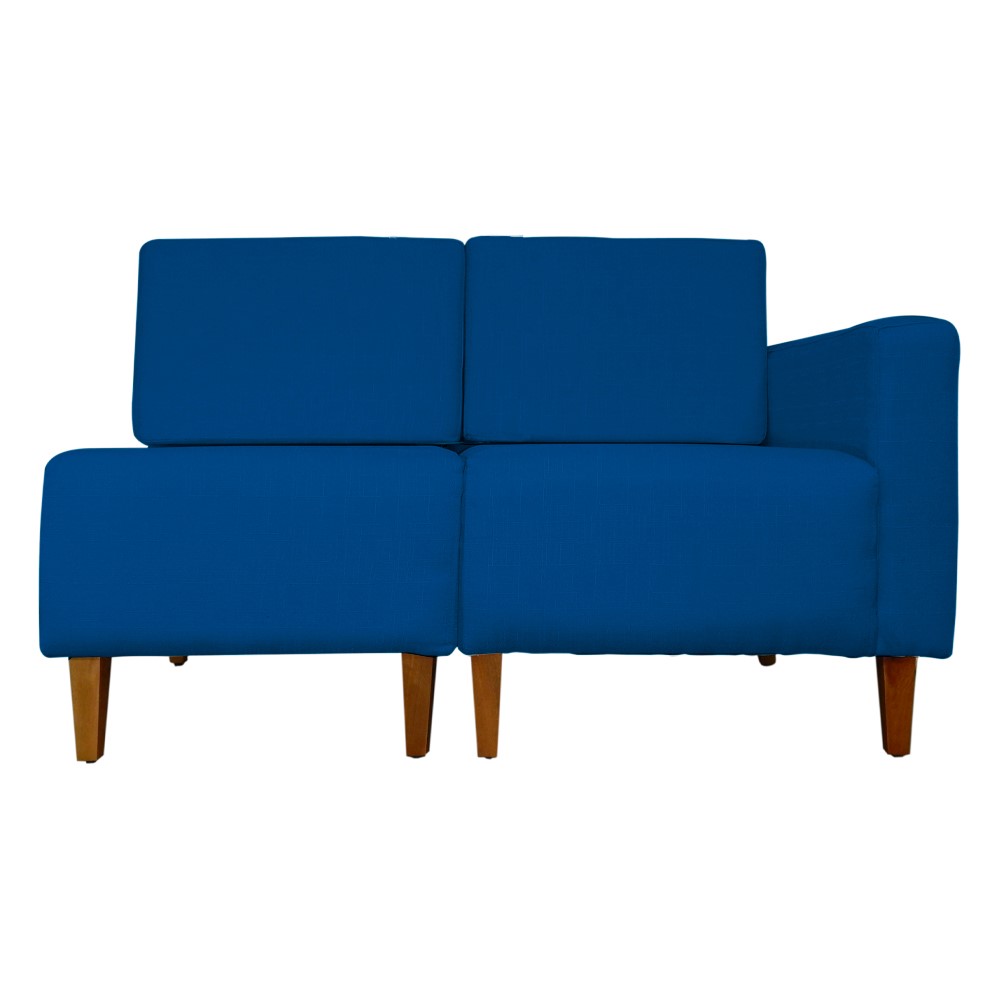 Poltrona Decorativa Alice Lado Esquerdo Pés Trapézio Suede Azul Royal