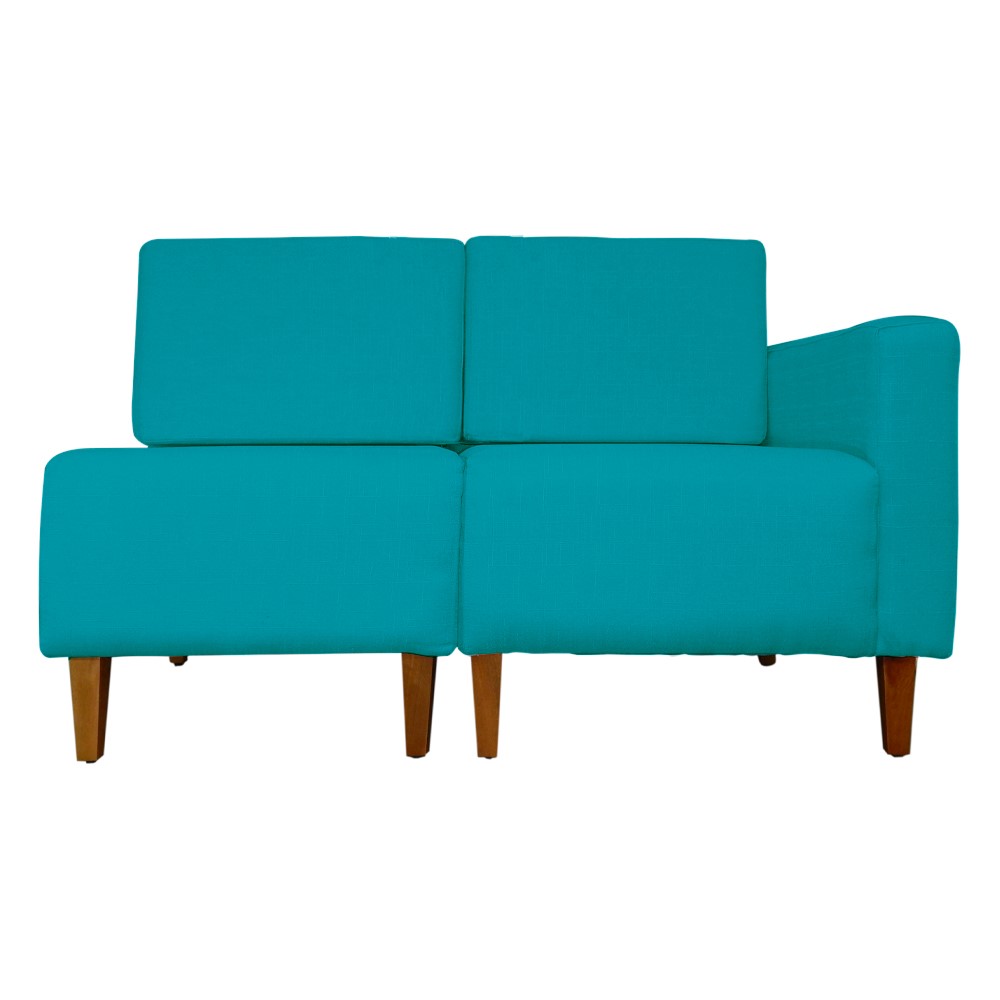Poltrona Decorativa Alice Lado Esquerdo Pés Trapézio Suede Azul Turquesa