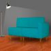 Poltrona Decorativa Alice Lado Esquerdo Pés Trapézio Suede Azul Turquesa