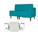 Poltrona Decorativa Alice Lado Esquerdo Pés Trapézio Suede Azul Turquesa