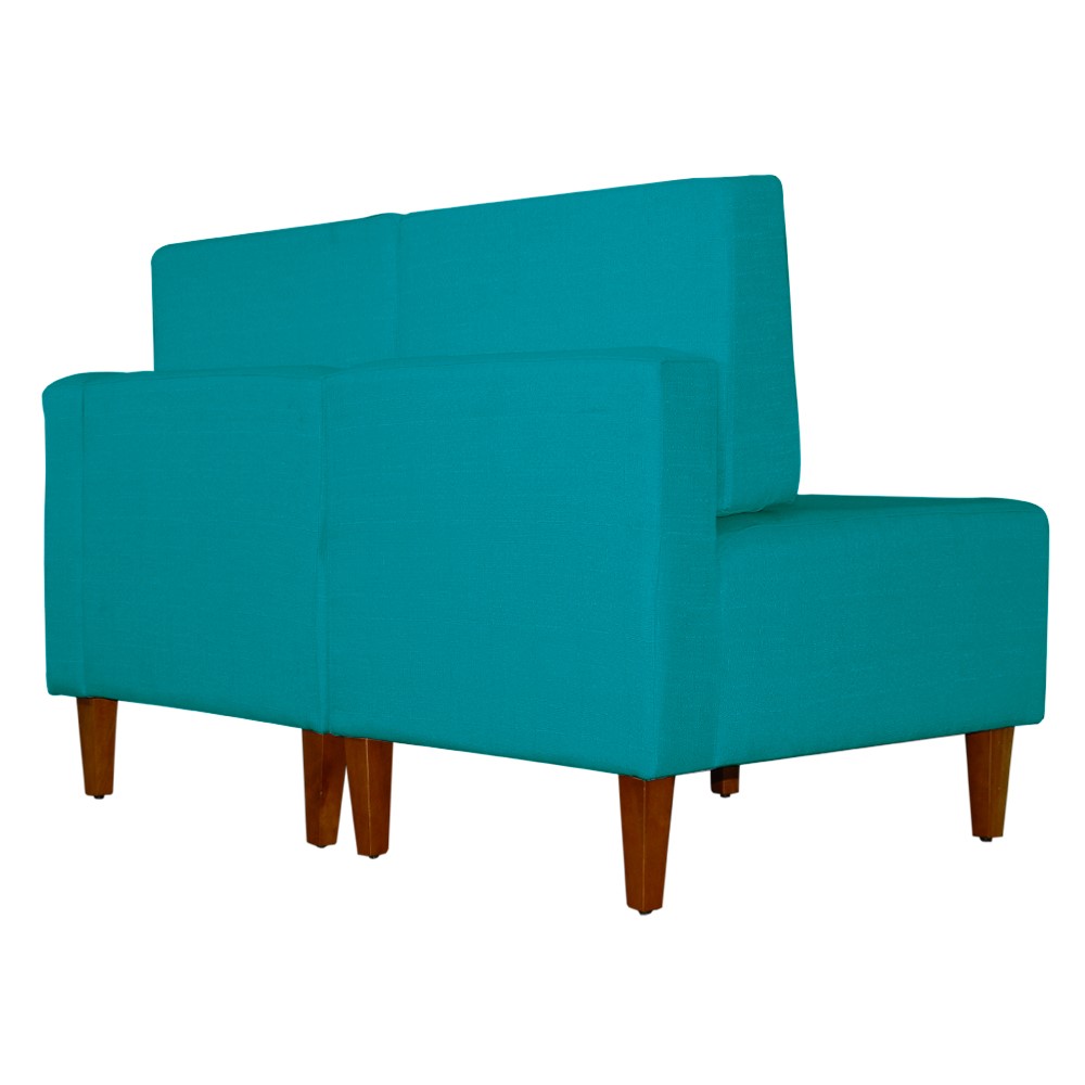 Poltrona Decorativa Alice Lado Esquerdo Pés Trapézio Suede Azul Turquesa