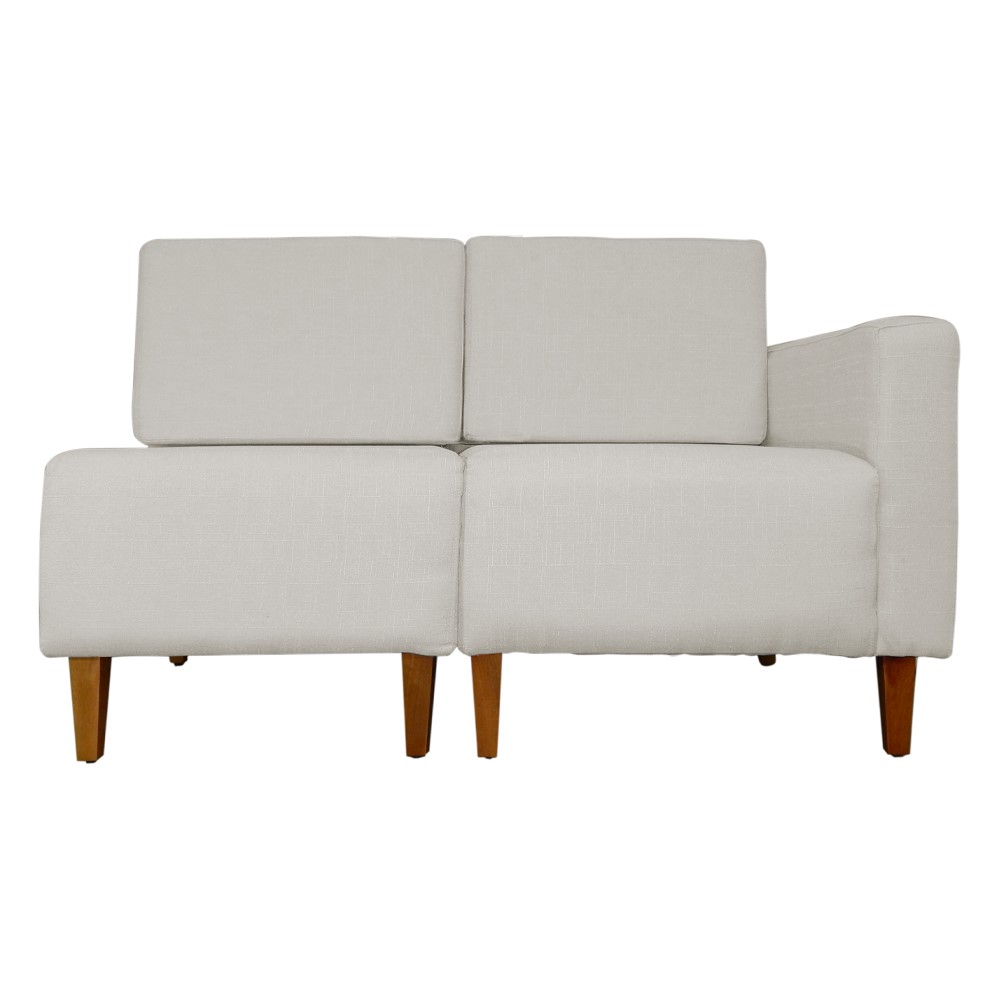 Poltrona Decorativa Alice Lado Esquerdo Pés Trapézio Suede Bege