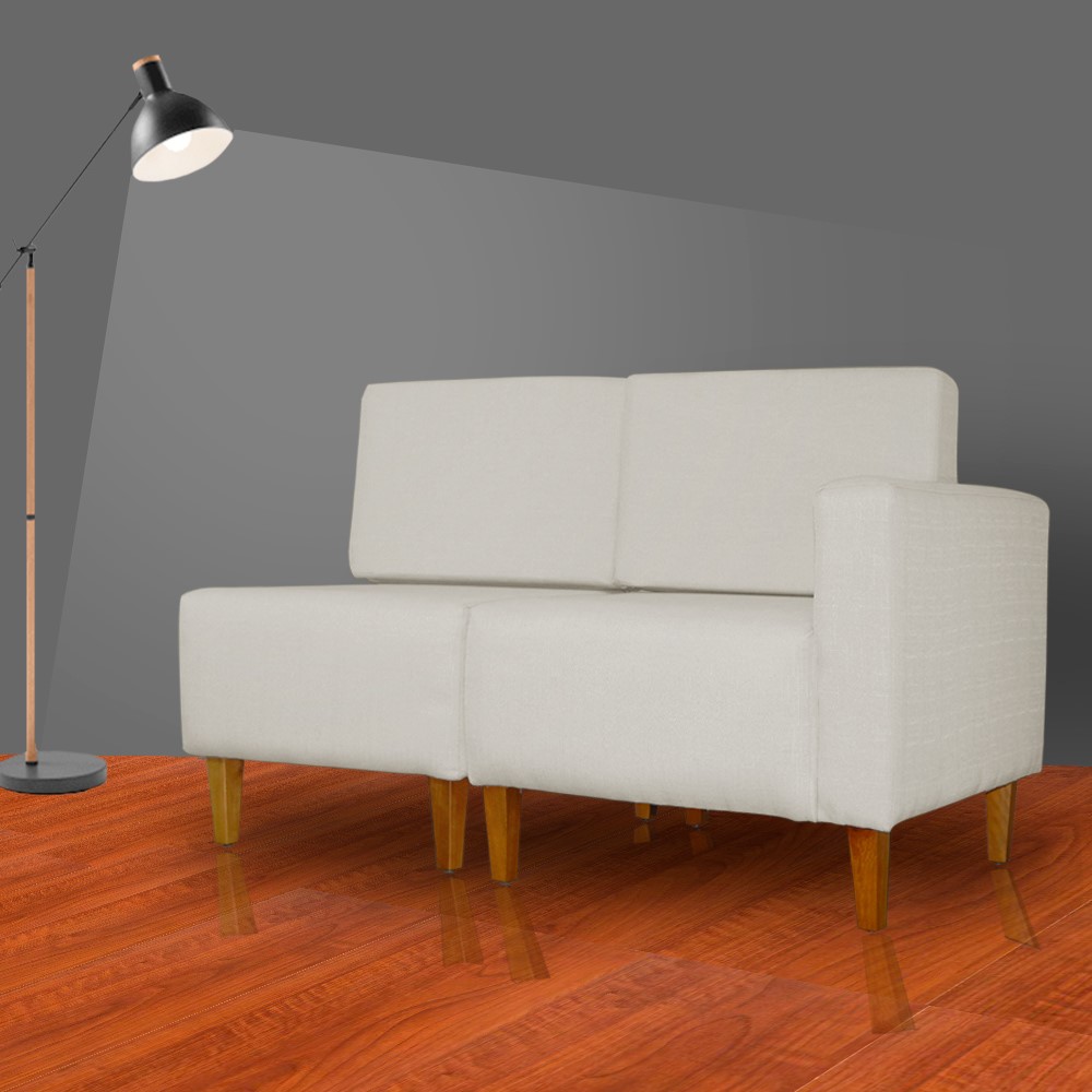 Poltrona Decorativa Alice Lado Esquerdo Pés Trapézio Suede Bege