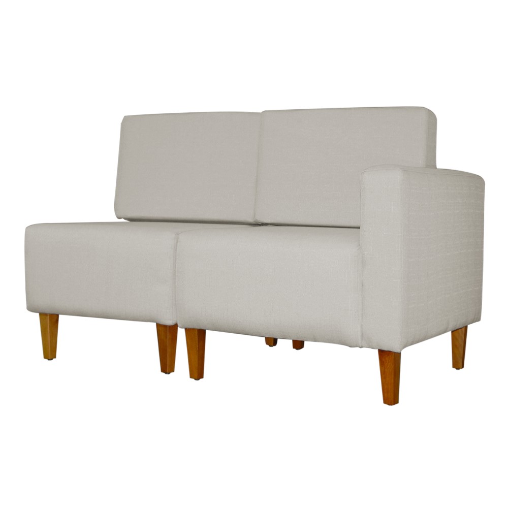 Poltrona Decorativa Alice Lado Esquerdo Pés Trapézio Suede Bege