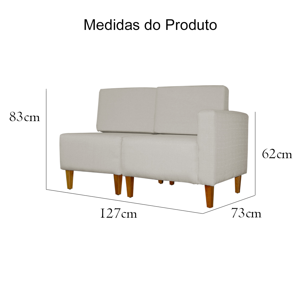 Poltrona Decorativa Alice Lado Esquerdo Pés Trapézio Suede Bege