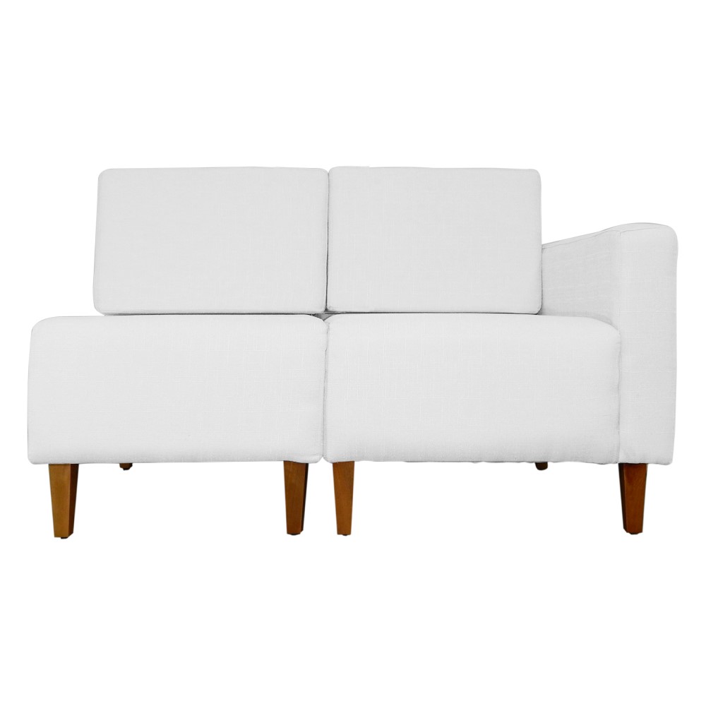 Poltrona Decorativa Alice Lado Esquerdo Pés Trapézio Suede Branco
