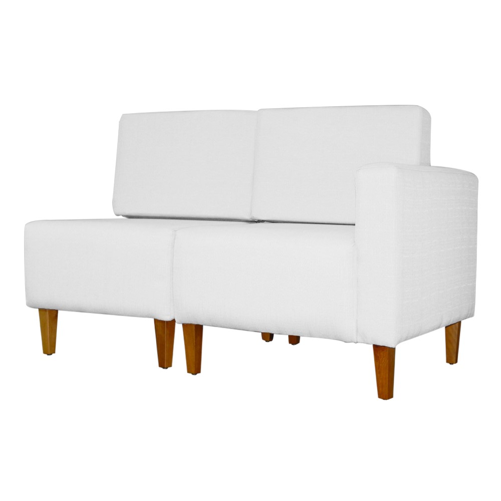 Poltrona Decorativa Alice Lado Esquerdo Pés Trapézio Suede Branco