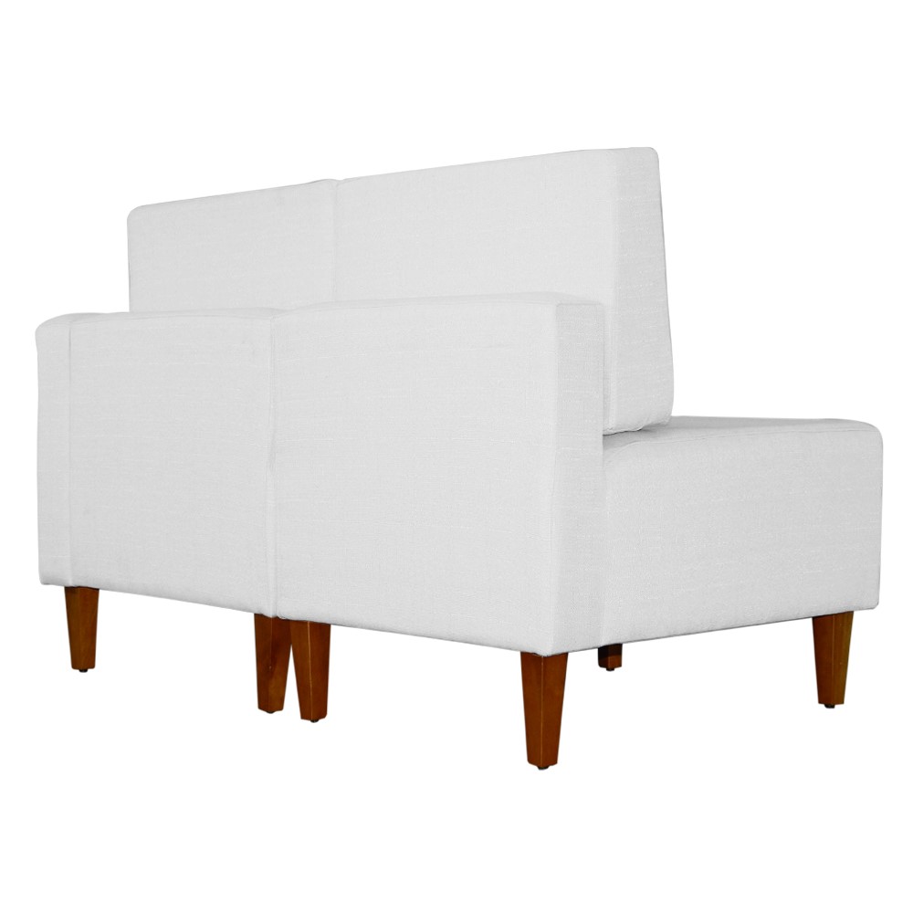 Poltrona Decorativa Alice Lado Esquerdo Pés Trapézio Suede Branco