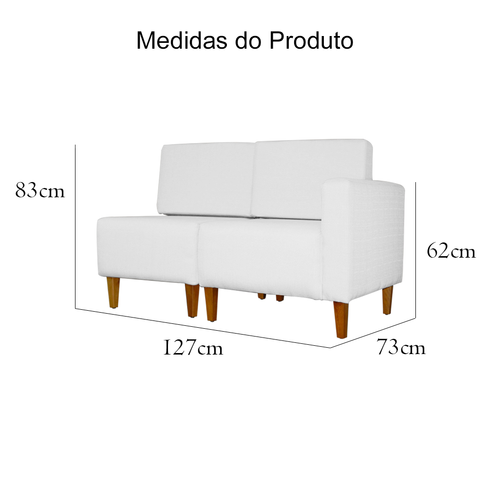 Poltrona Decorativa Alice Lado Esquerdo Pés Trapézio Suede Branco