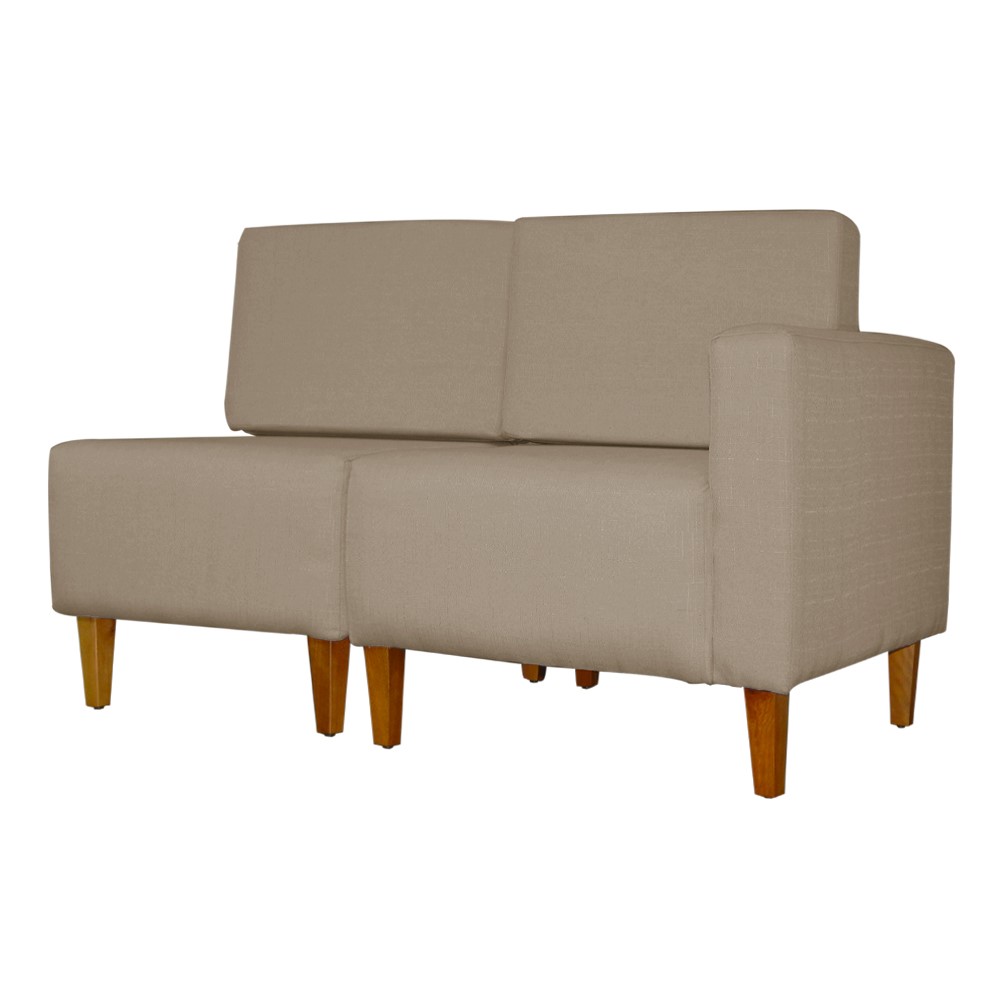 Poltrona Decorativa Alice Lado Esquerdo Pés Trapézio Suede Capuccino