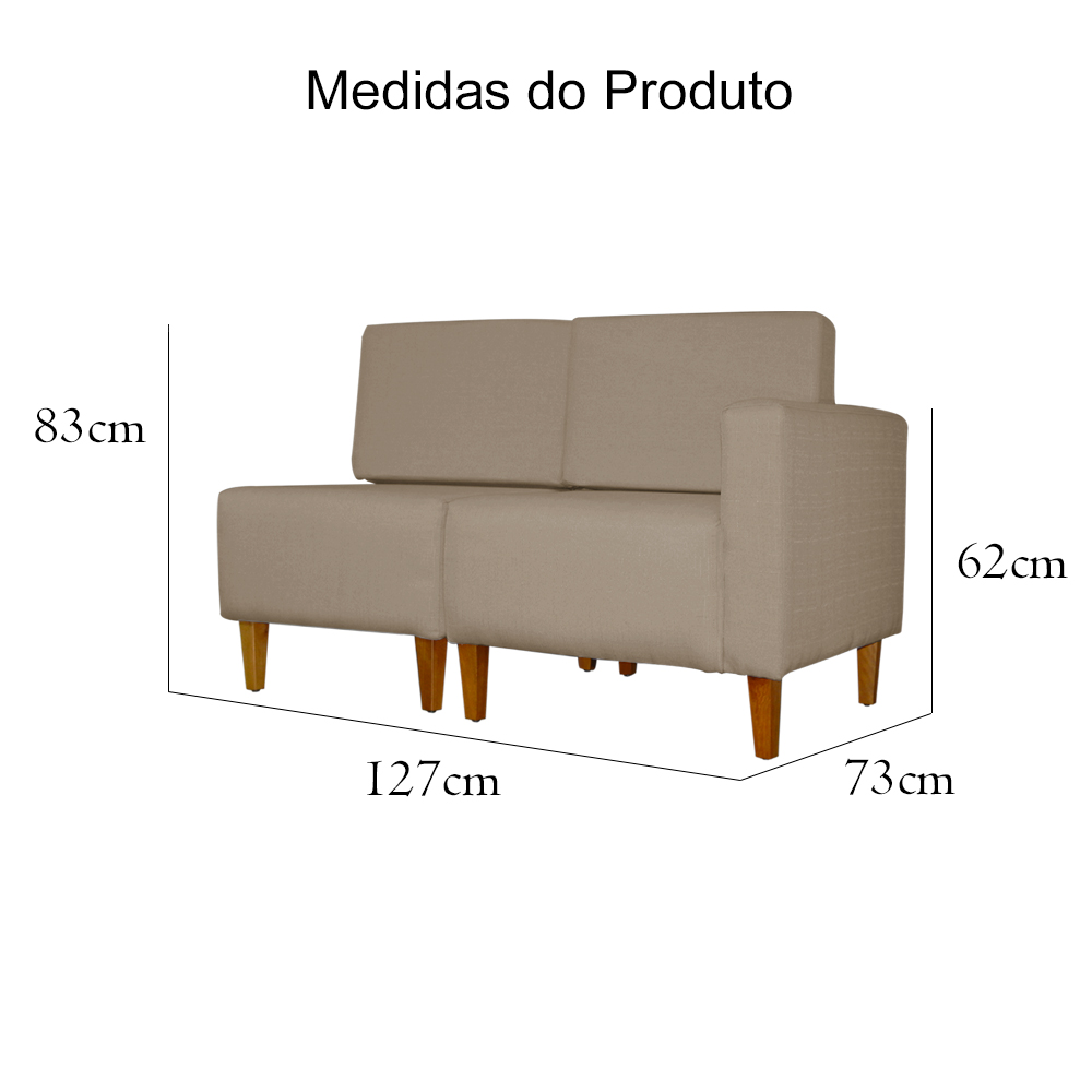 Poltrona Decorativa Alice Lado Esquerdo Pés Trapézio Suede Capuccino
