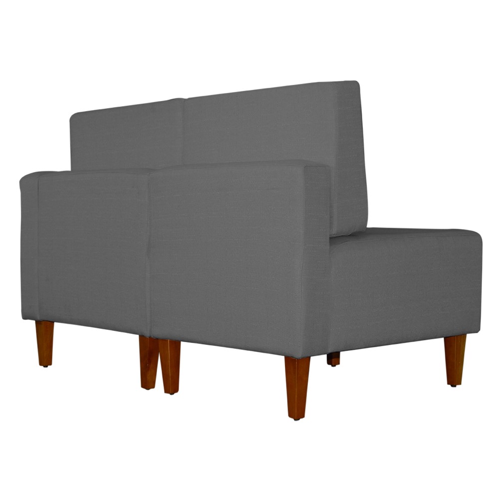 Poltrona Decorativa Alice Lado Esquerdo Pés Trapézio Suede Cinza