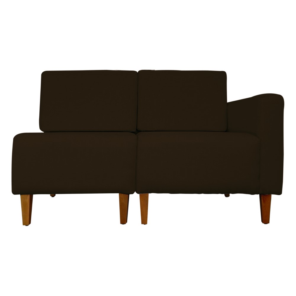 Poltrona Decorativa Alice Lado Esquerdo Pés Trapézio Suede Marrom