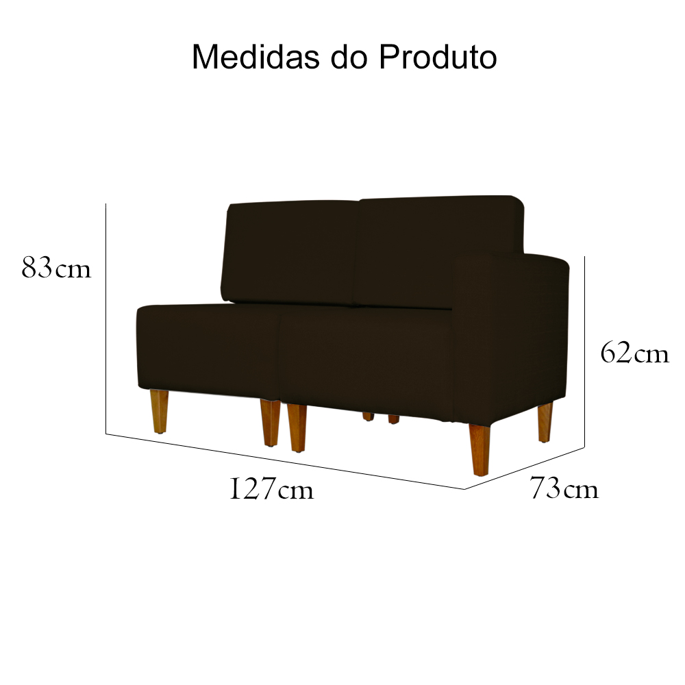 Poltrona Decorativa Alice Lado Esquerdo Pés Trapézio Suede Marrom