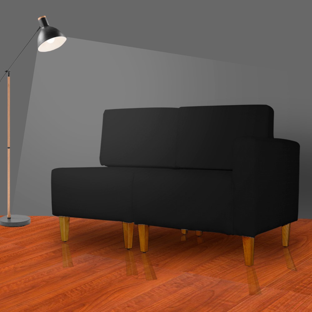 Poltrona Decorativa Alice Lado Esquerdo Pés Trapézio Suede Preto