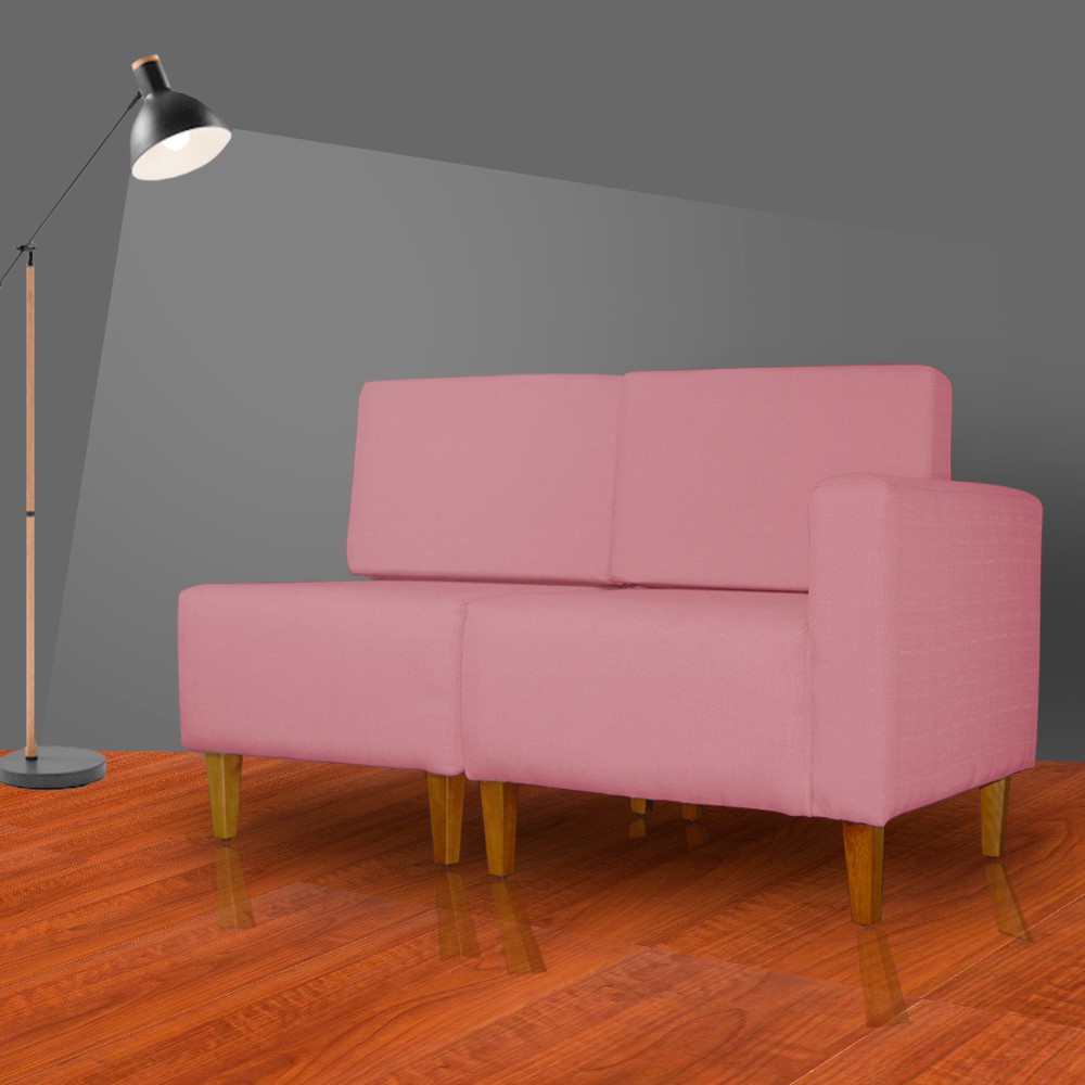 Poltrona Decorativa Alice Lado Esquerdo Pés Trapézio Suede Rosa