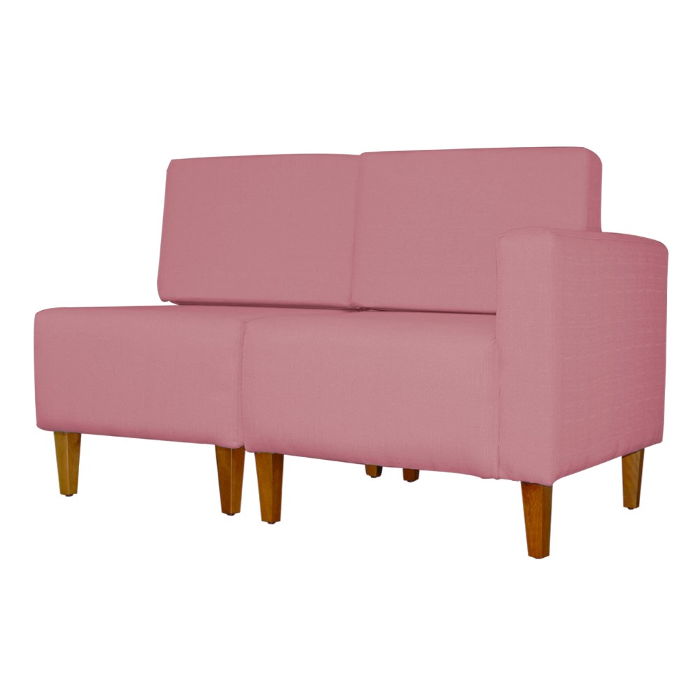 Poltrona Decorativa Alice Lado Esquerdo Pés Trapézio Suede Rosa