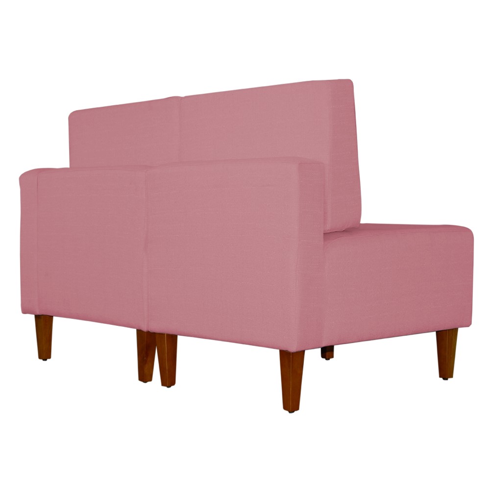 Poltrona Decorativa Alice Lado Esquerdo Pés Trapézio Suede Rosa