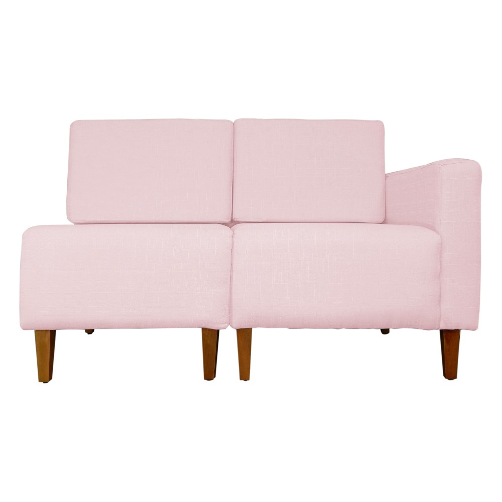 Poltrona Decorativa Alice Lado Esquerdo Pés Trapézio Suede Rosa Bebê