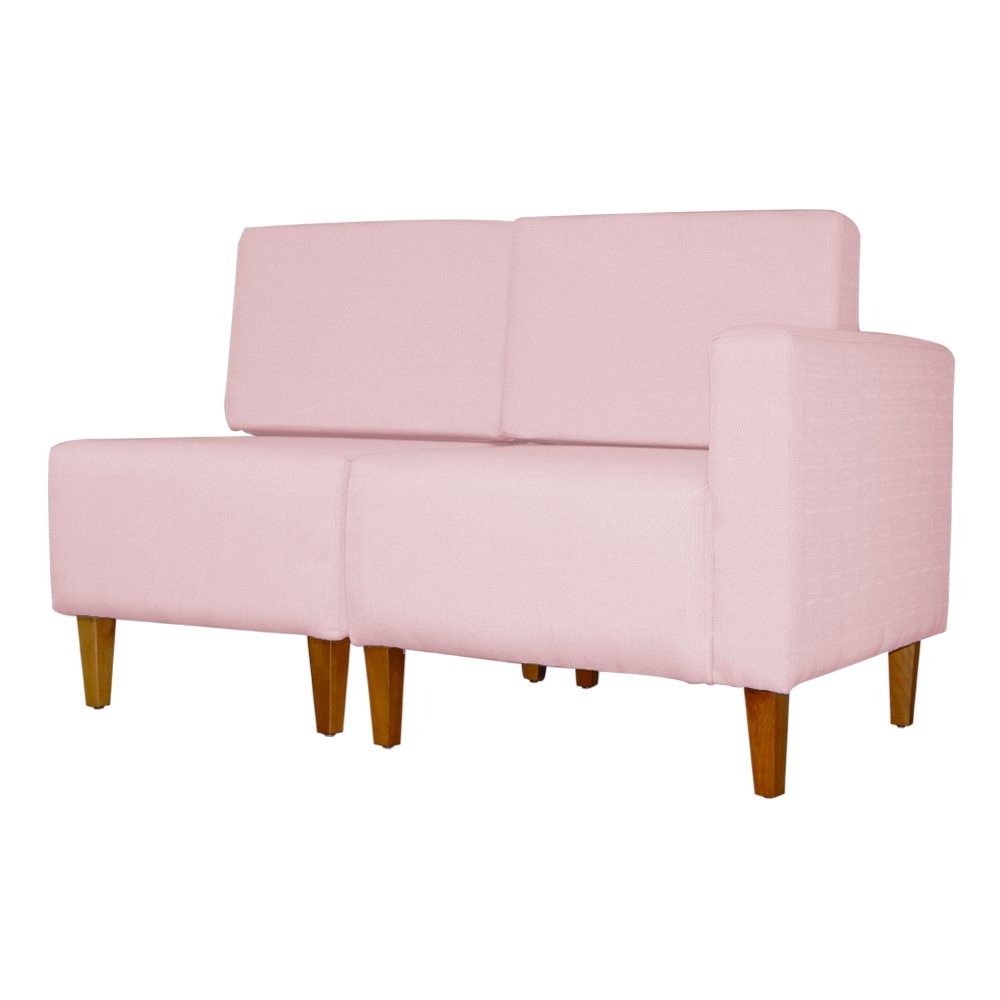 Poltrona Decorativa Alice Lado Esquerdo Pés Trapézio Suede Rosa Bebê