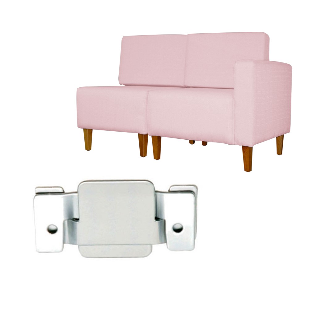 Poltrona Decorativa Alice Lado Esquerdo Pés Trapézio Suede Rosa Bebê